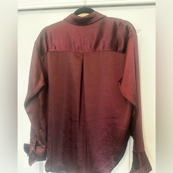 Good American Satin deep plum button up Shirt - Picture 2 of 4